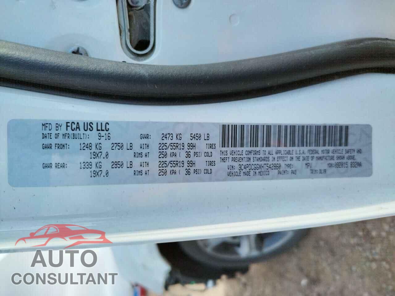 DODGE JOURNEY 2017 - 3C4PDCGGXHT542860