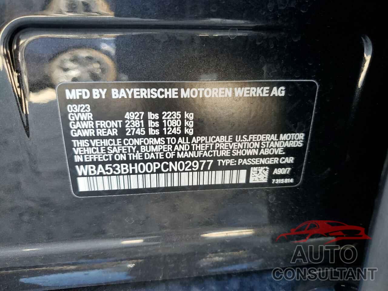 BMW 5 SERIES 2023 - WBA53BH00PCN02977