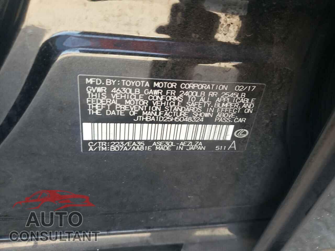 LEXUS IS 2017 - JTHBA1D25H5048324