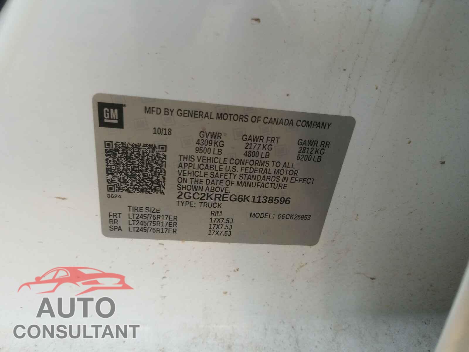 CHEVROLET SILVERADO 2019 - 2GC2KREG6K1138596