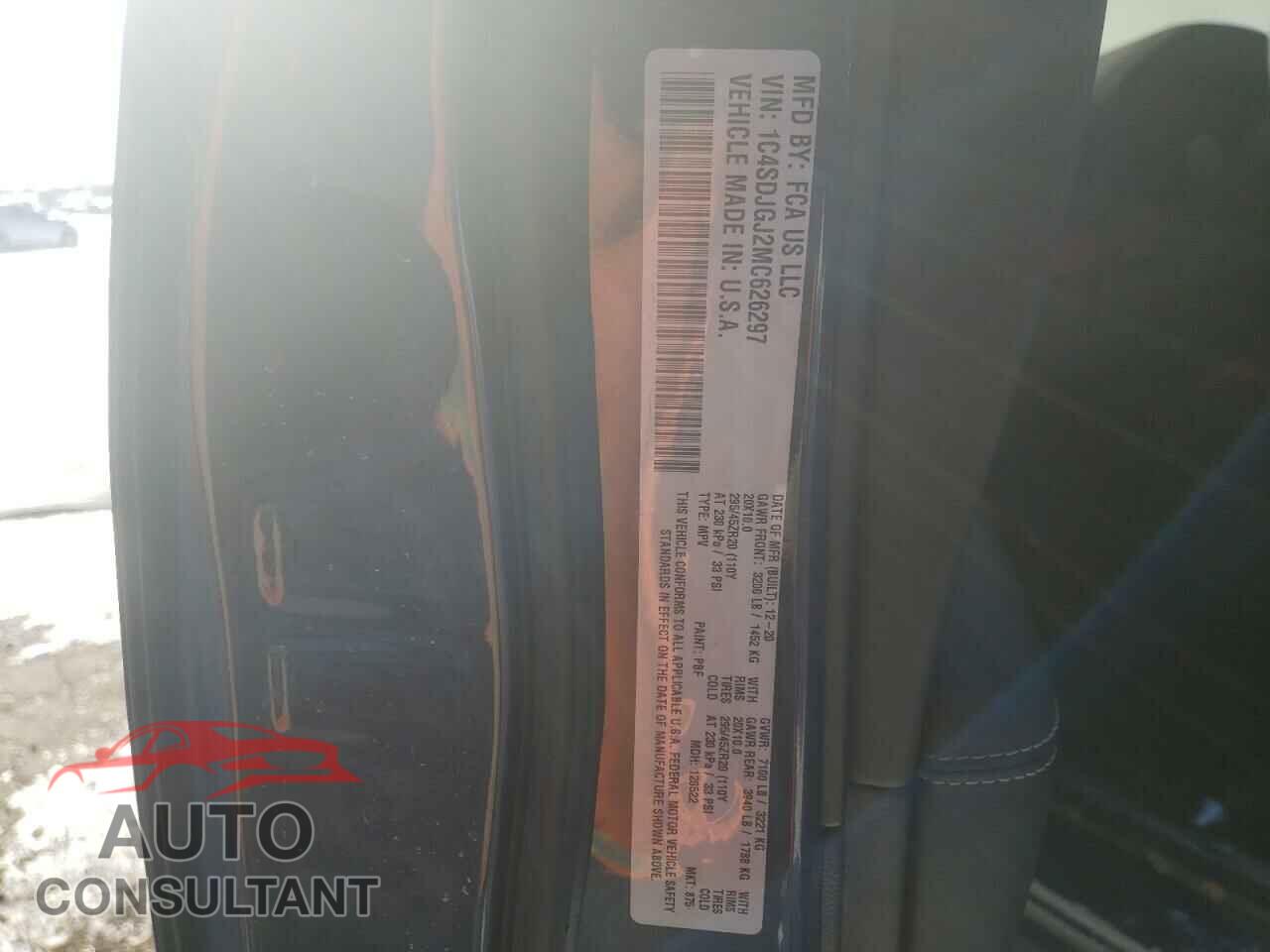 DODGE DURANGO 2021 - 1C4SDJGJ2MC626297