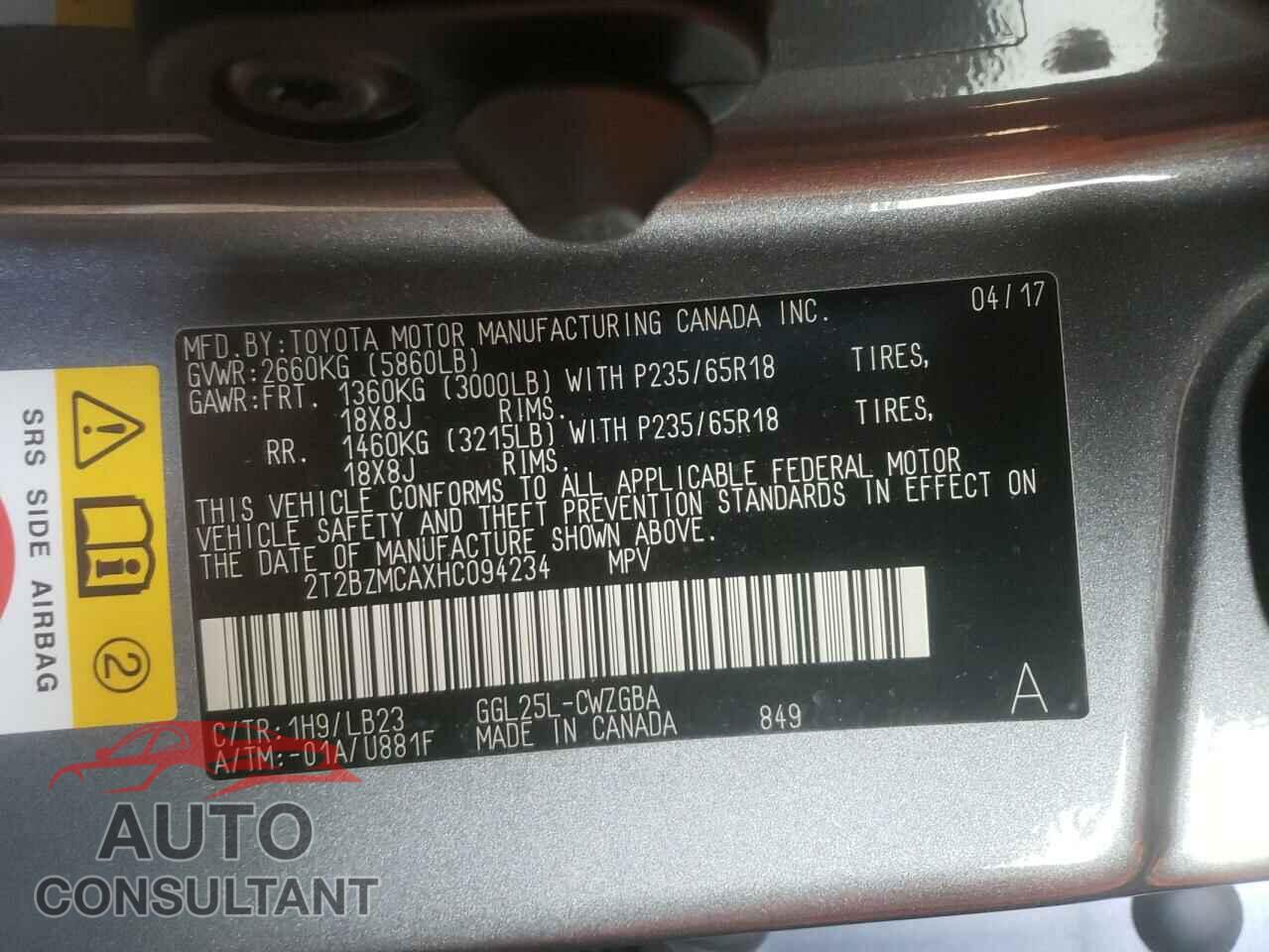 LEXUS RX350 2017 - 2T2BZMCAXHC094234