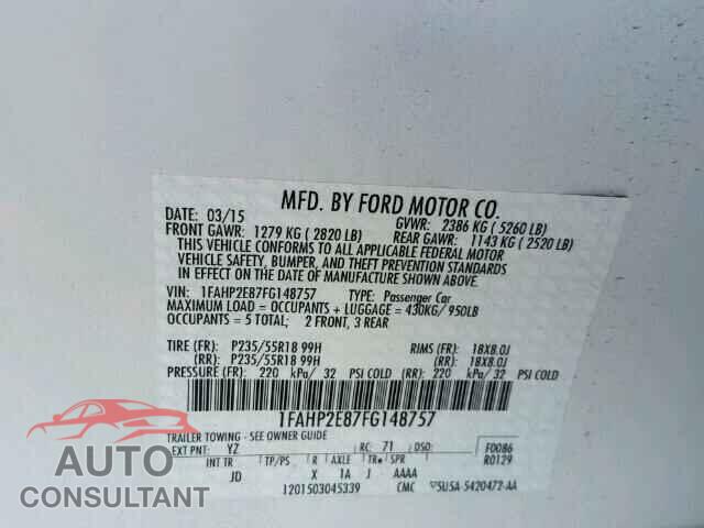 FORD TAURUS 2015 - 1FAHP2E87FG148757