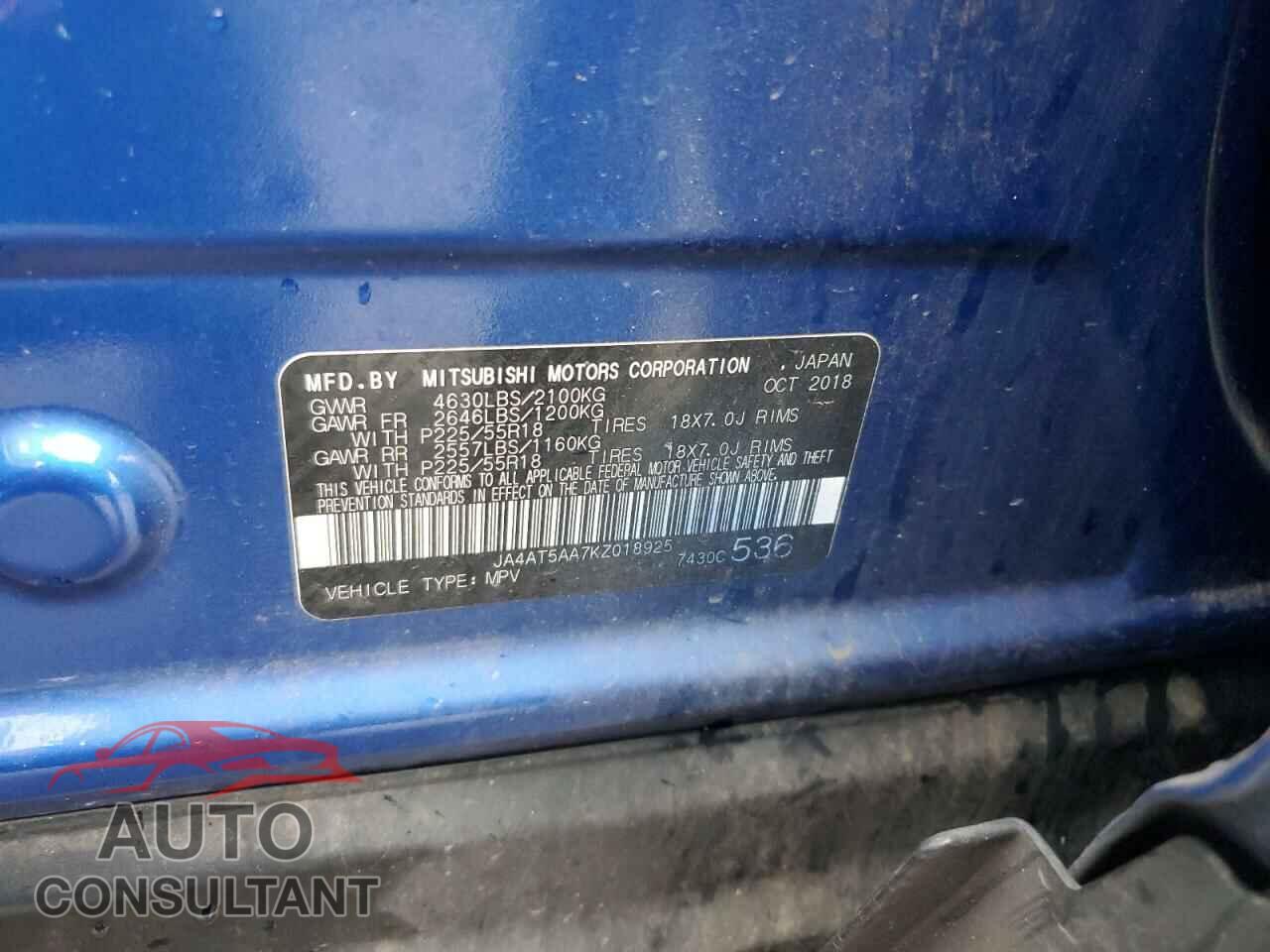 MITSUBISHI ECLIPSE 2019 - JA4AT5AA7KZ018925