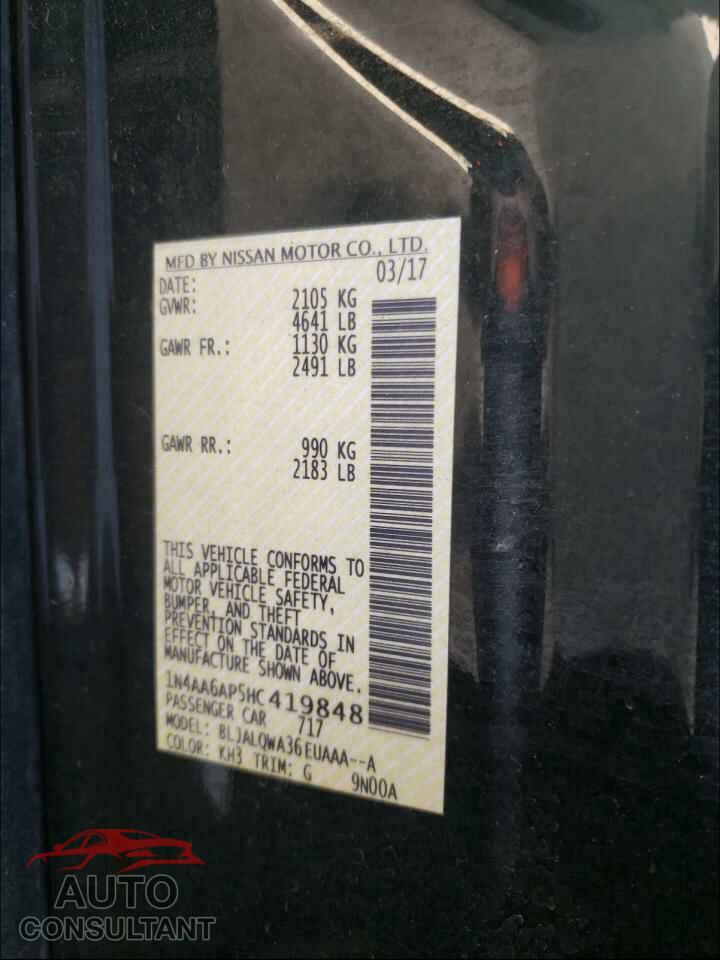 NISSAN MAXIMA 2017 - 1N4AA6AP5HC419848