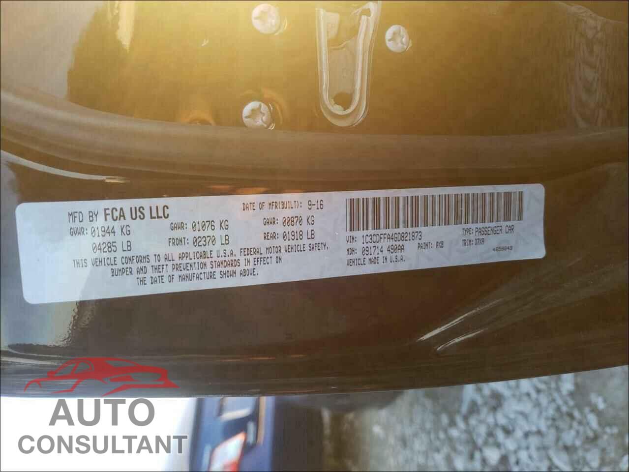 DODGE DART 2016 - 1C3CDFFA4GD821873