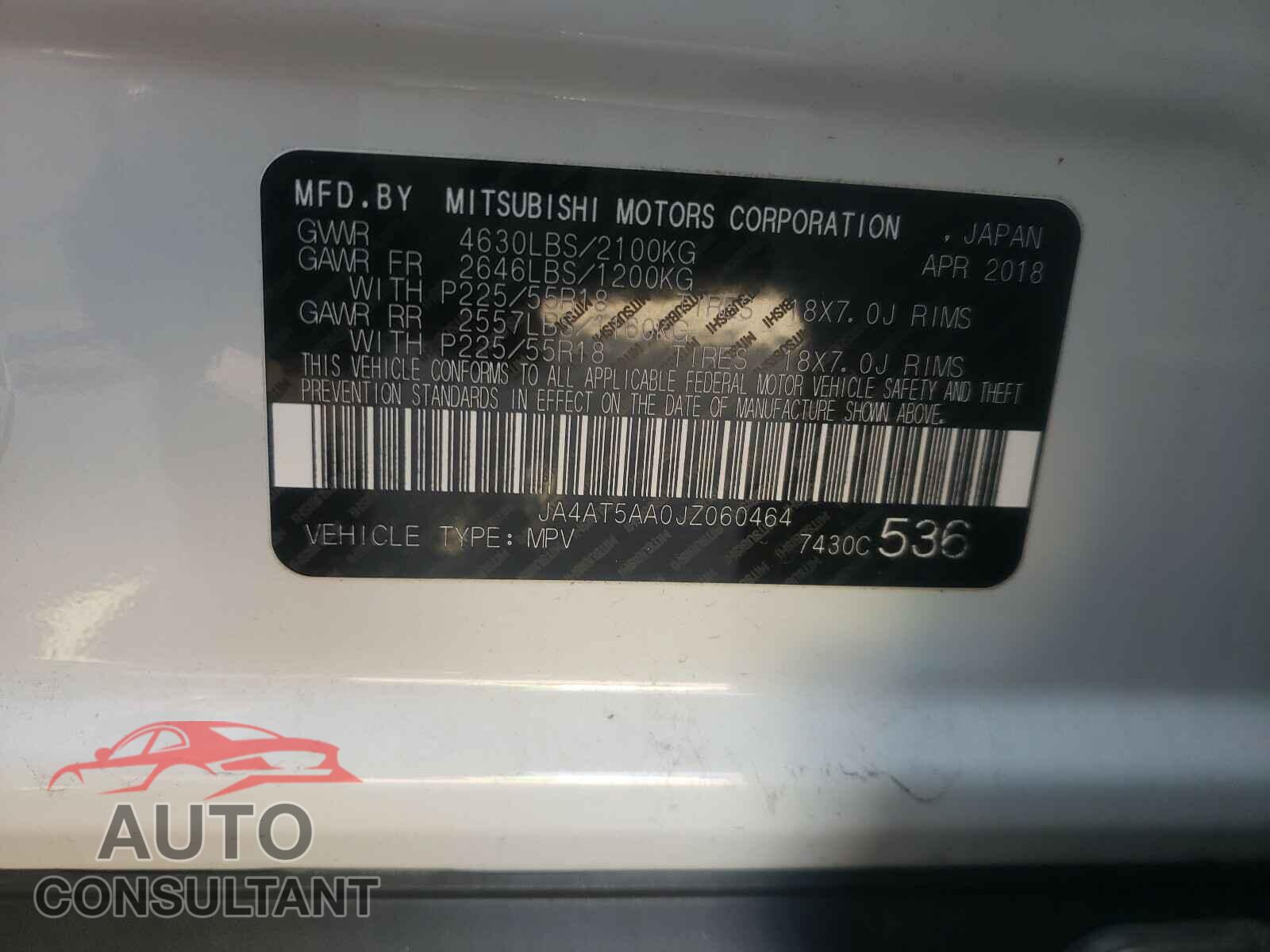 MITSUBISHI ECLIPSE 2018 - JA4AT5AA0JZ060464