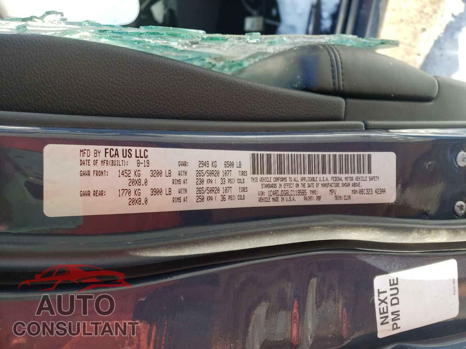 DODGE DURANGO 2020 - 1C4RDJDG6LC119585