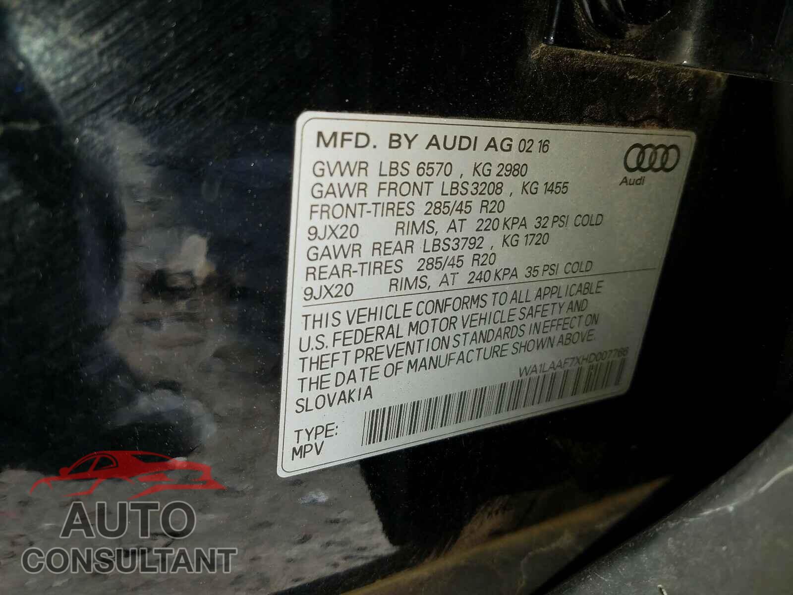 AUDI Q7 2017 - WA1LAAF7XHD007766