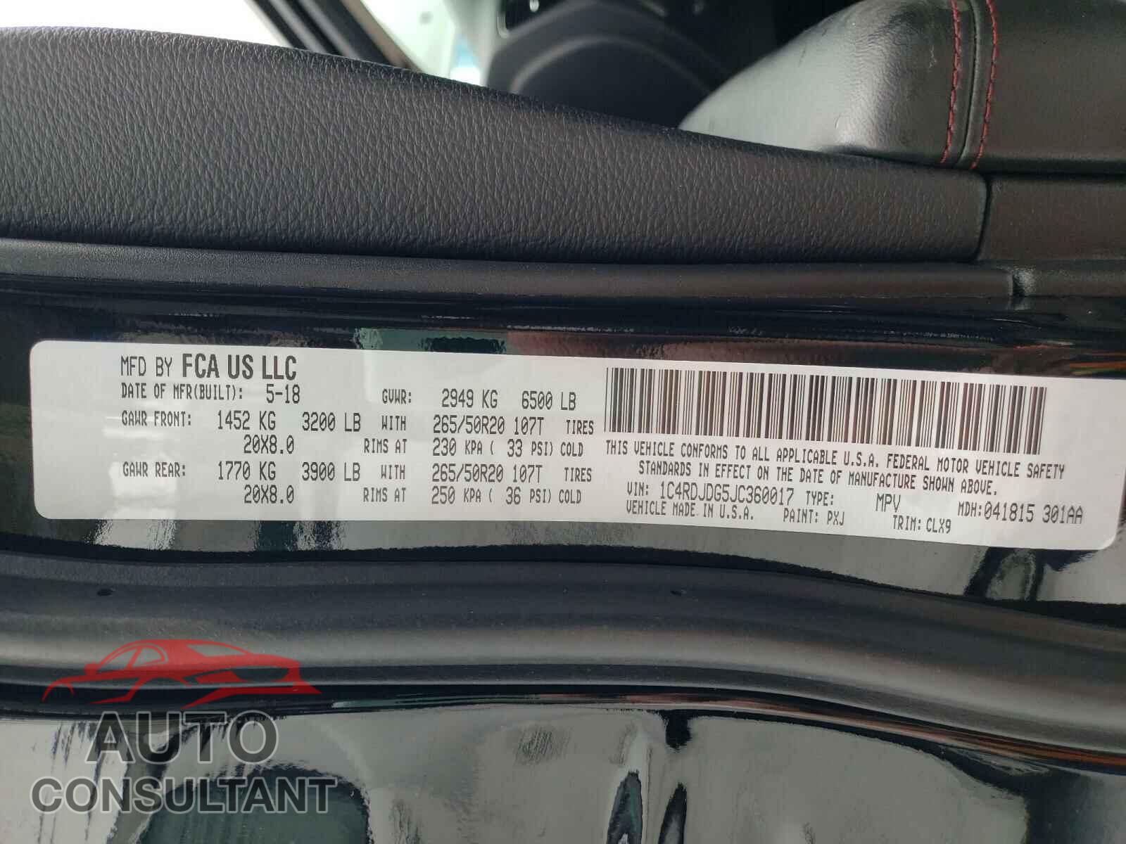 DODGE DURANGO 2018 - 1C4RDJDG5JC360017