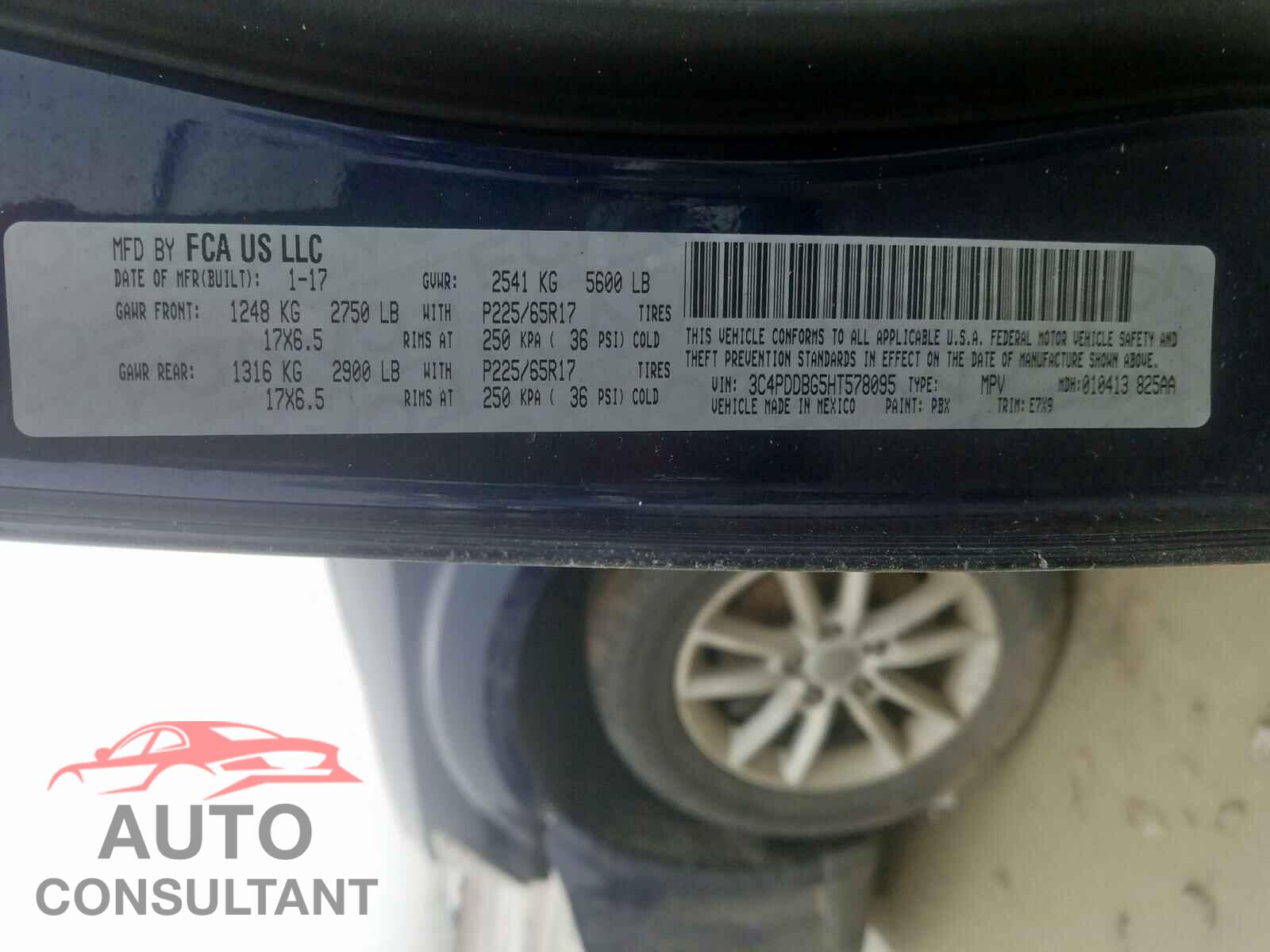 DODGE JOURNEY 2017 - 3C4PDDBG5HT578095