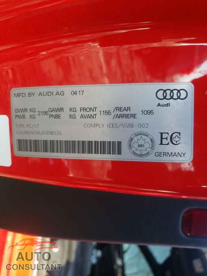 AUDI S5/RS5 2018 - WAUR4AF54JA008535