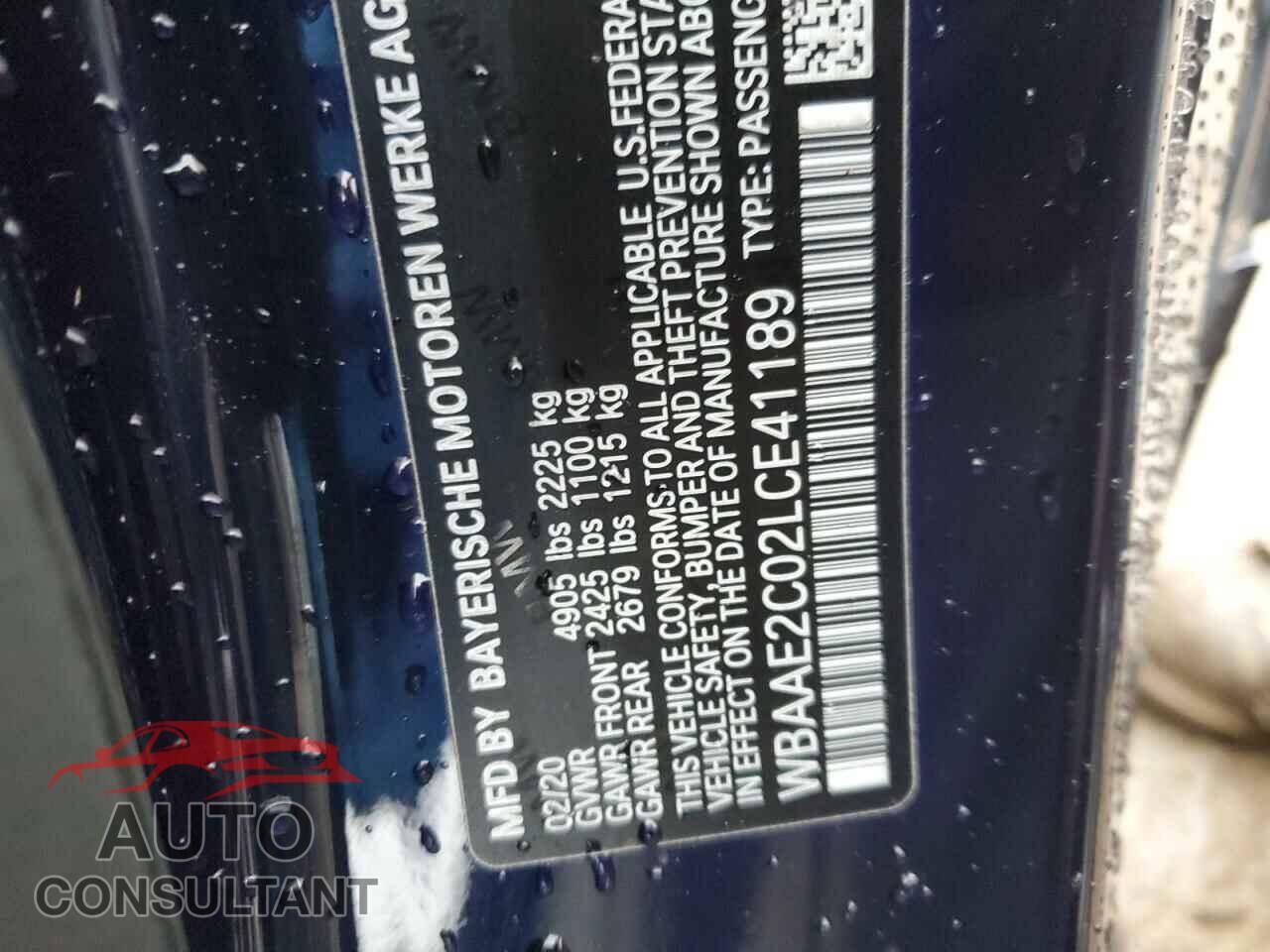 BMW 8 SERIES 2020 - WBAAE2C02LCE41189