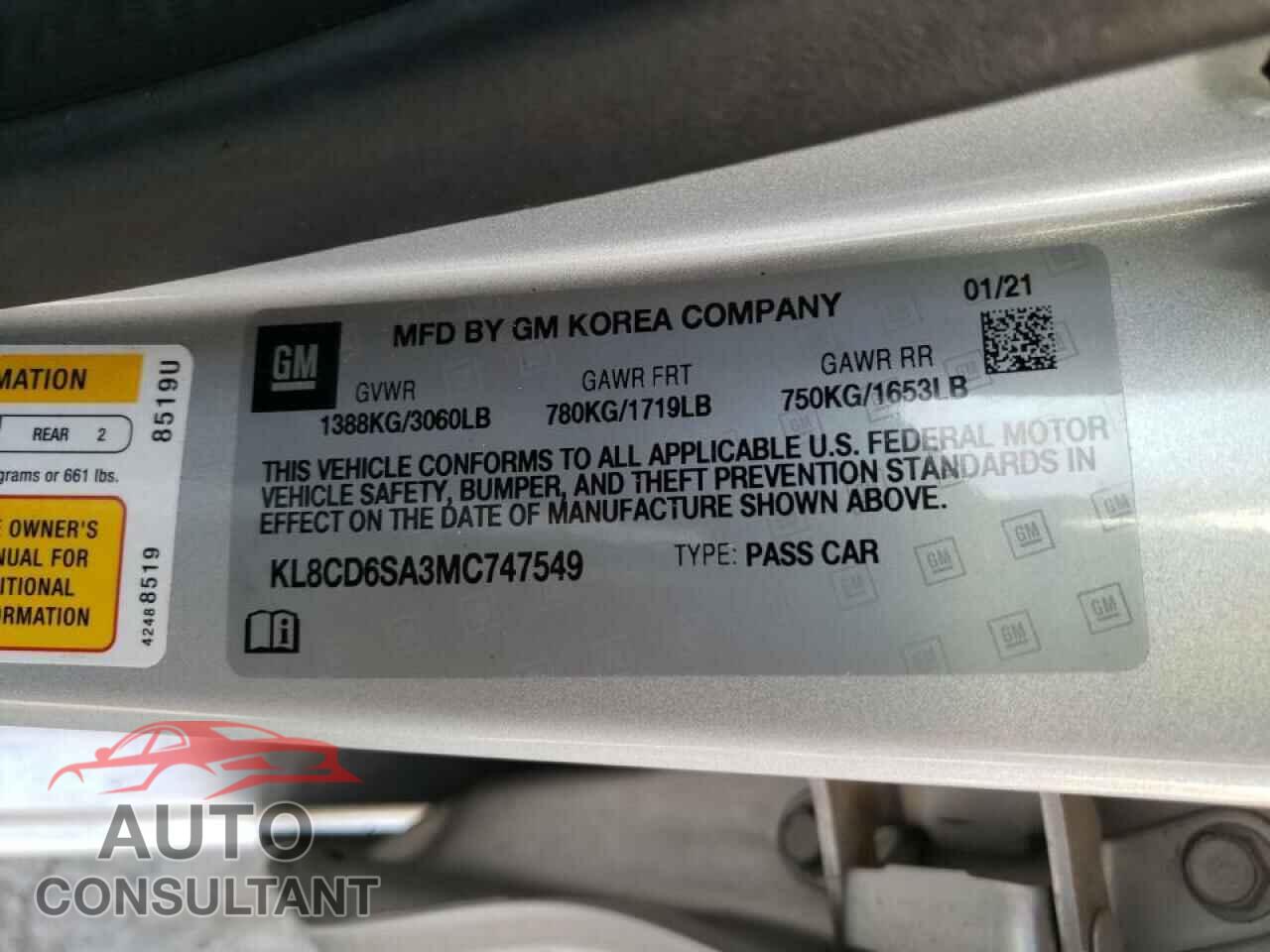 CHEVROLET SPARK 2021 - KL8CD6SA3MC747549