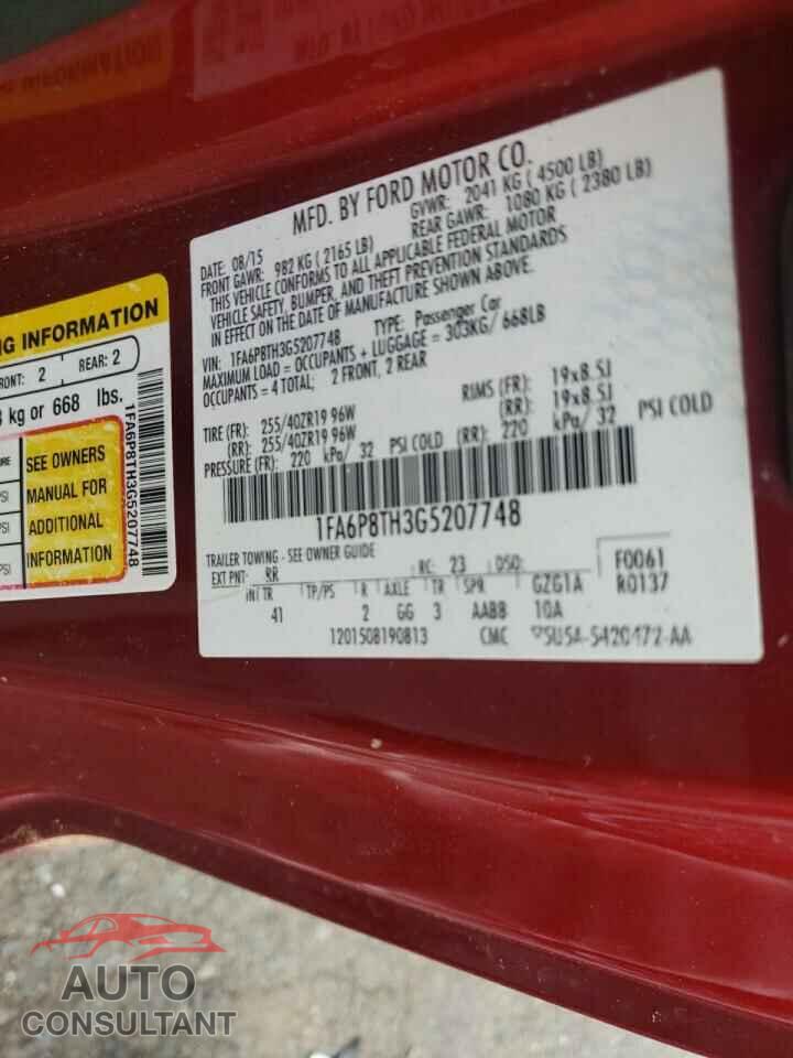 FORD MUSTANG 2016 - 1FA6P8TH3G5207748