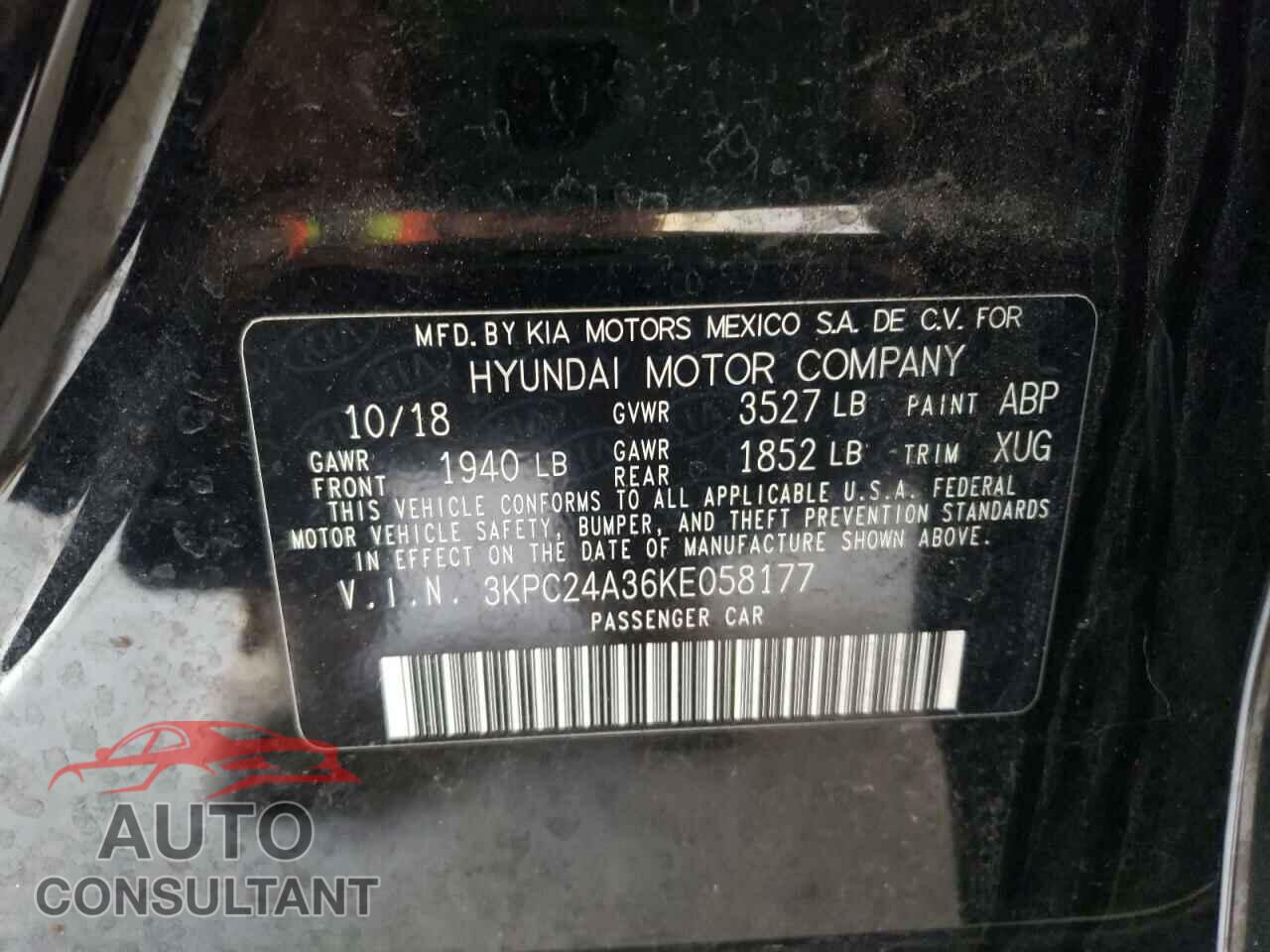 HYUNDAI ACCENT 2019 - 3KPC24A36KE058177
