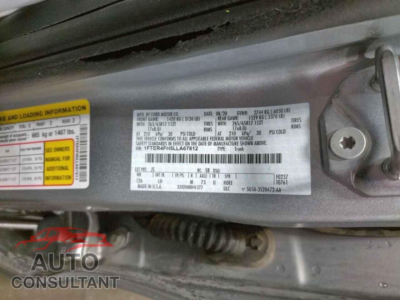 FORD RANGER 2020 - 1FTER4FH5LLA67812