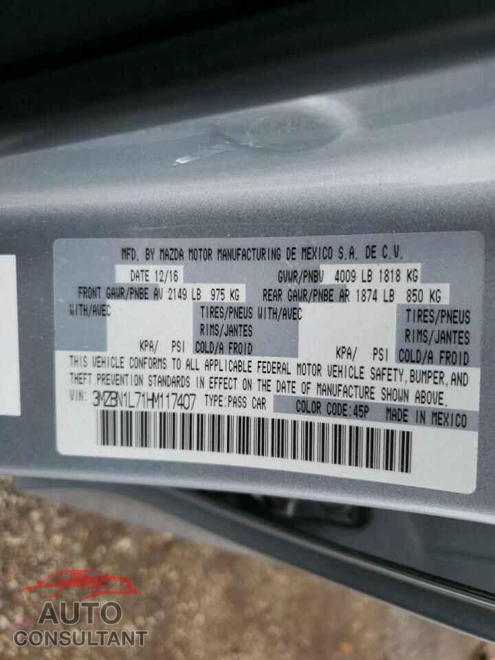 MAZDA 3 2017 - 3MZBN1L71HM117407