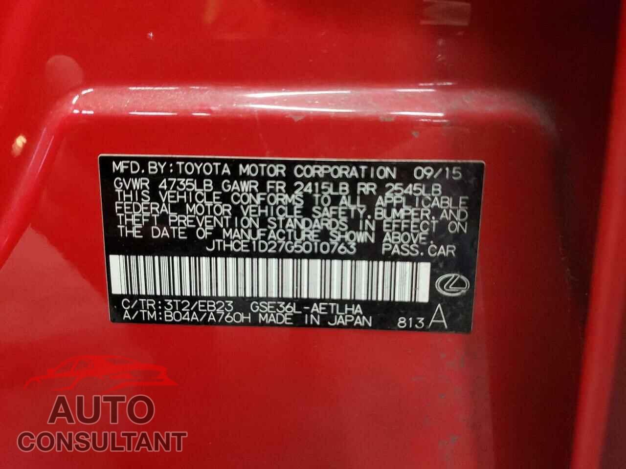 LEXUS IS 2016 - JTHCE1D27G5010763