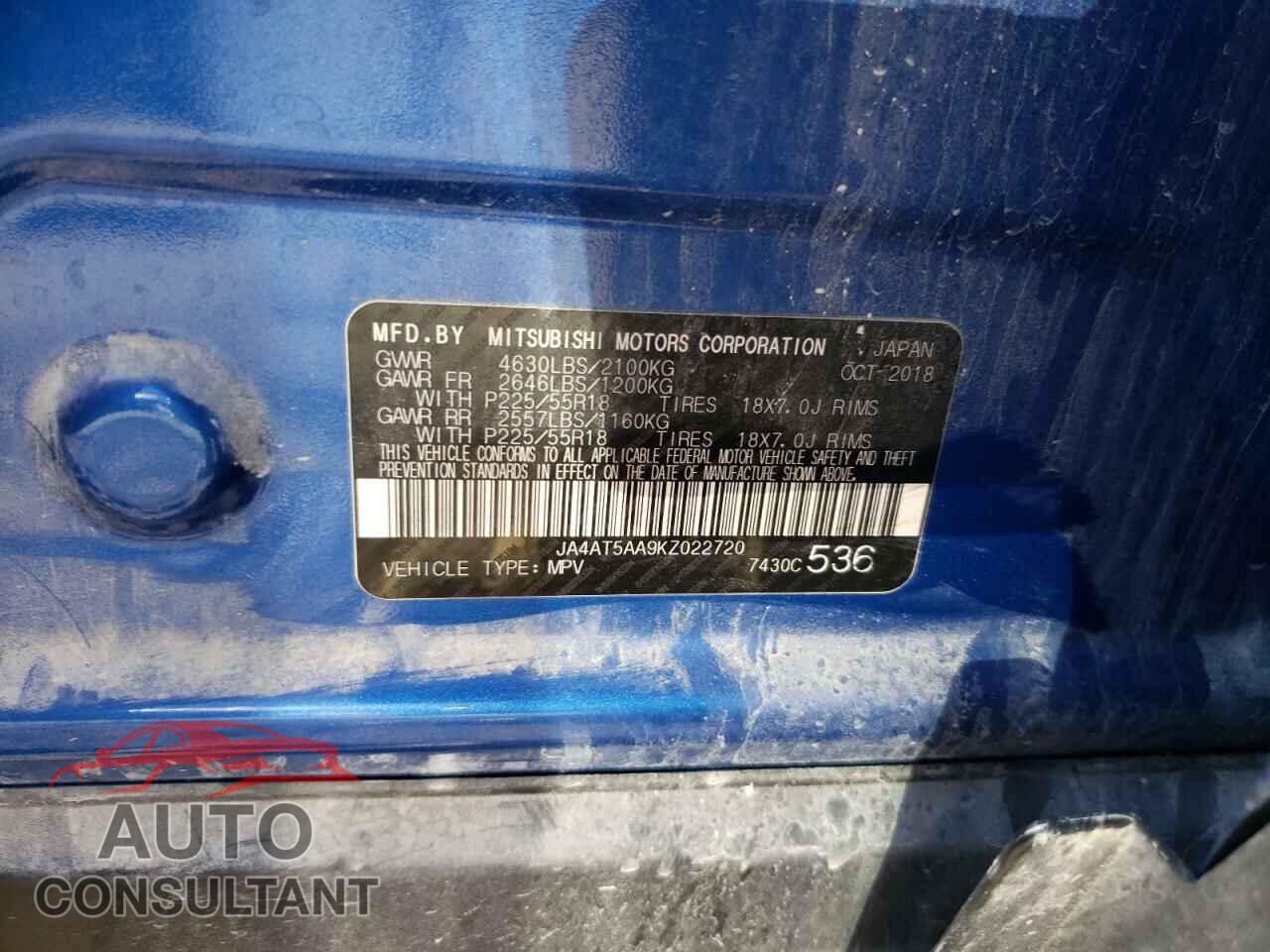 MITSUBISHI ECLIPSE 2019 - JA4AT5AA9KZ022720