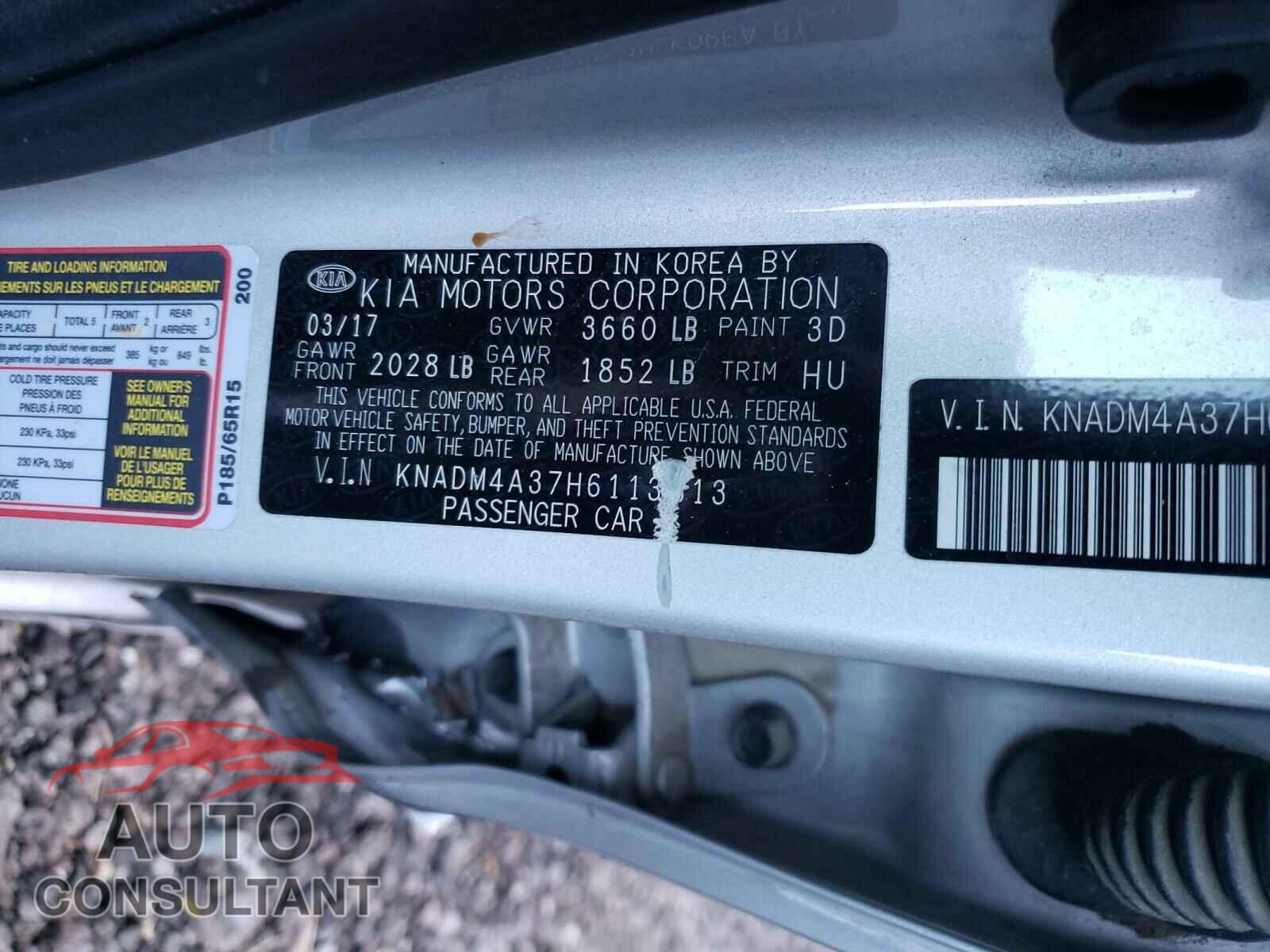 KIA RIO 2017 - KNADM4A37H6113813