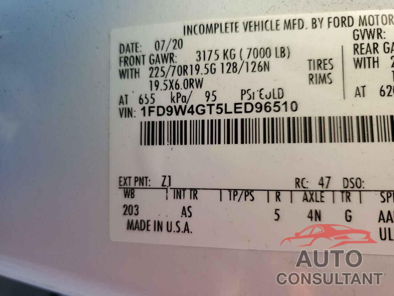 FORD F450 2020 - 1FD9W4GT5LED96510