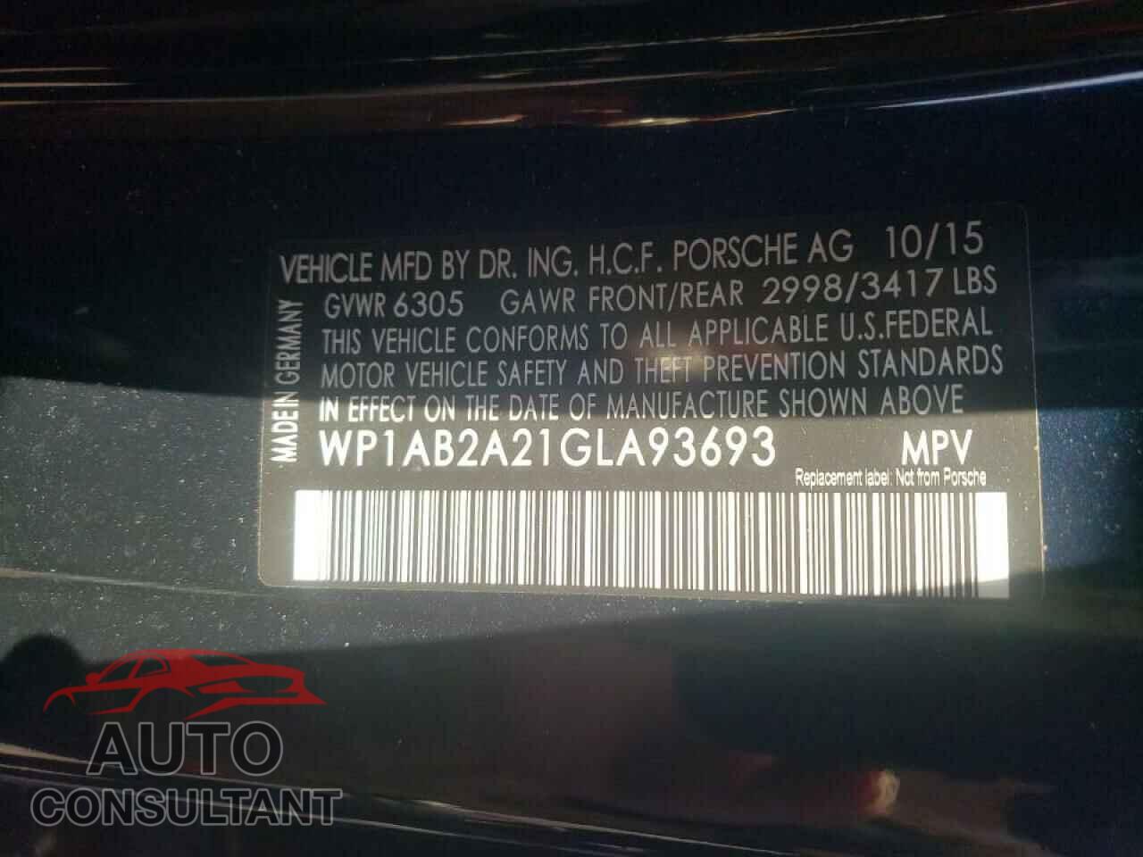 PORSCHE CAYENNE 2016 - WP1AB2A21GLA93693