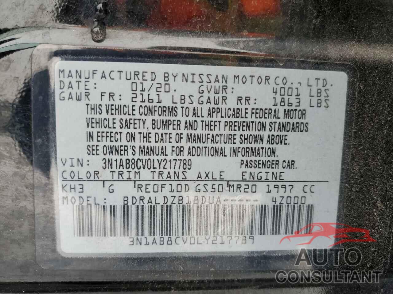 NISSAN SENTRA 2020 - 3N1AB8CV0LY217789