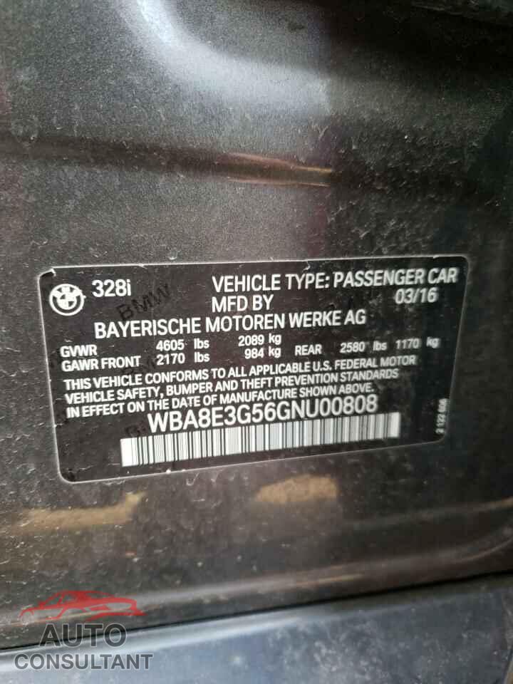 BMW 3 SERIES 2016 - WBA8E3G56GNU00808