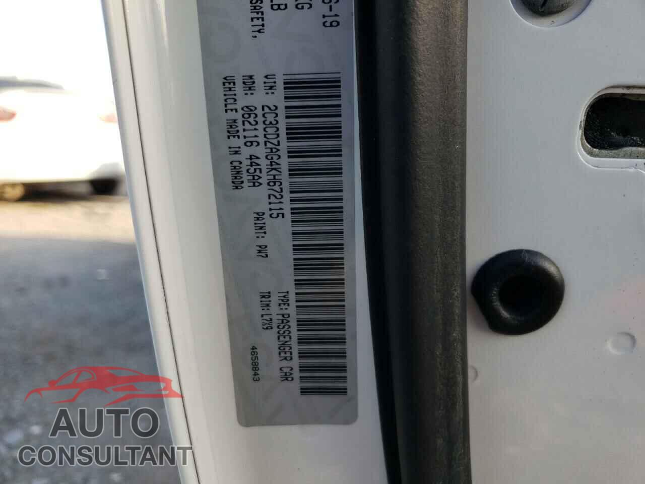 DODGE CHALLENGER 2019 - 2C3CDZAG4KH672115