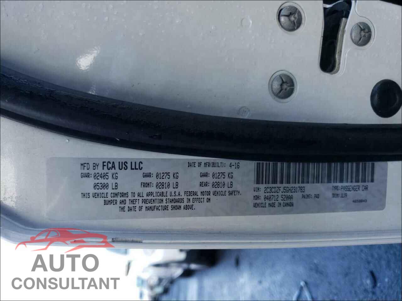 DODGE CHALLENGER 2016 - 2C3CDZFJ5GH231783