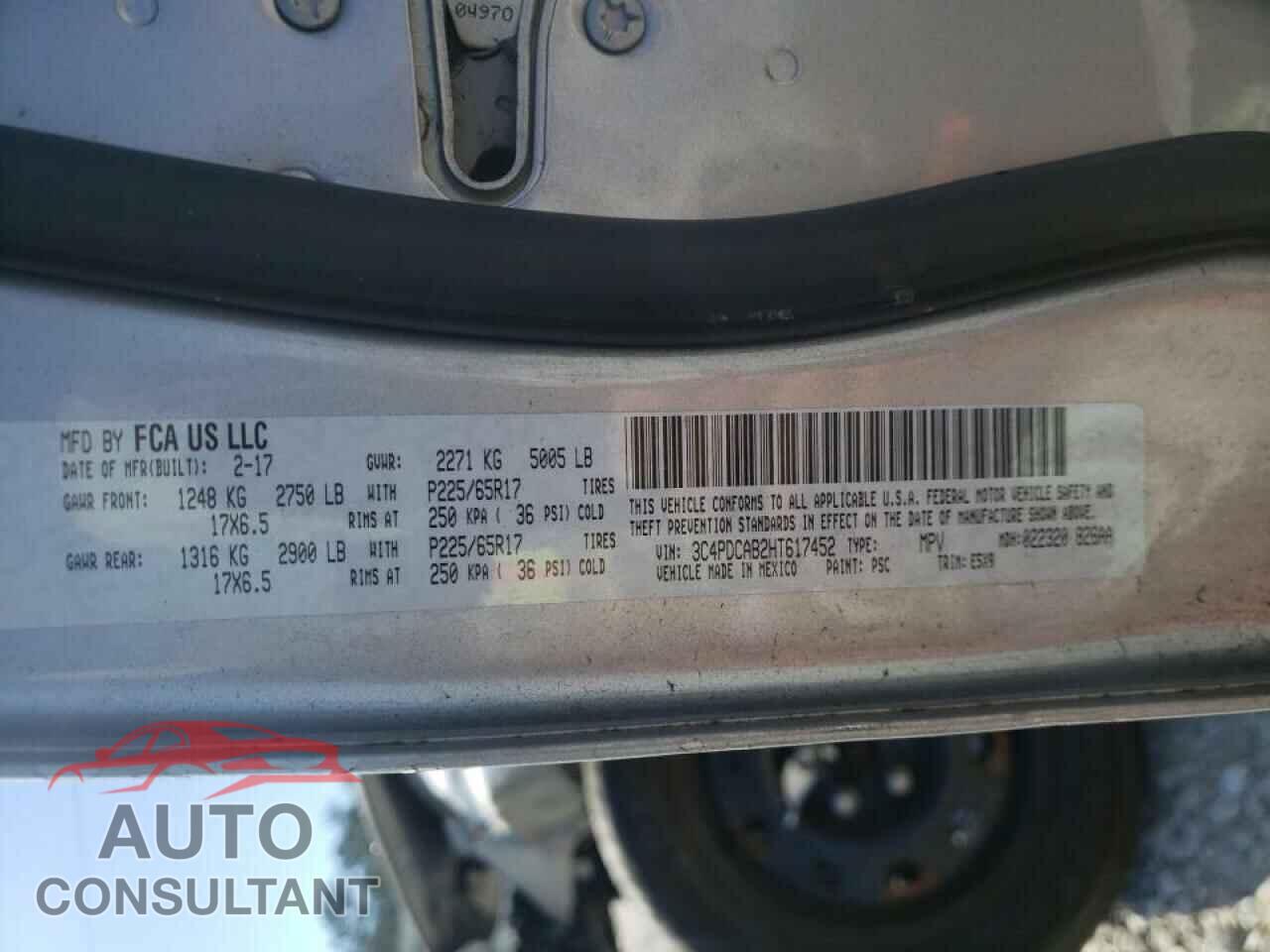 DODGE JOURNEY 2017 - 3C4PDCAB2HT617452