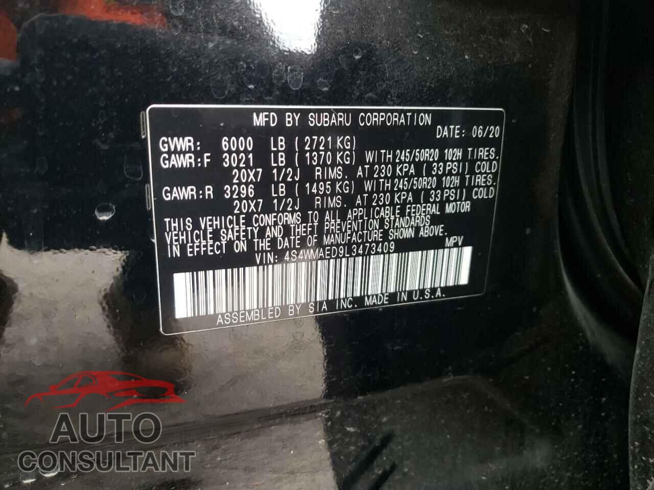 SUBARU ASCENT 2020 - 4S4WMAED9L3473409