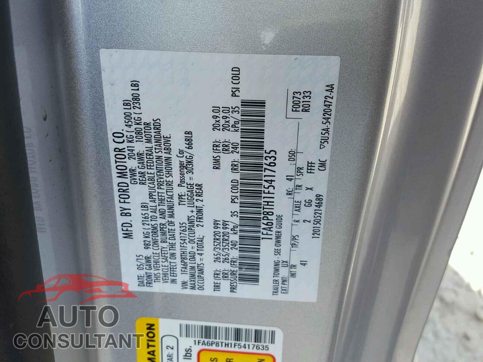 FORD MUSTANG 2015 - 1FA6P8TH1F5417635