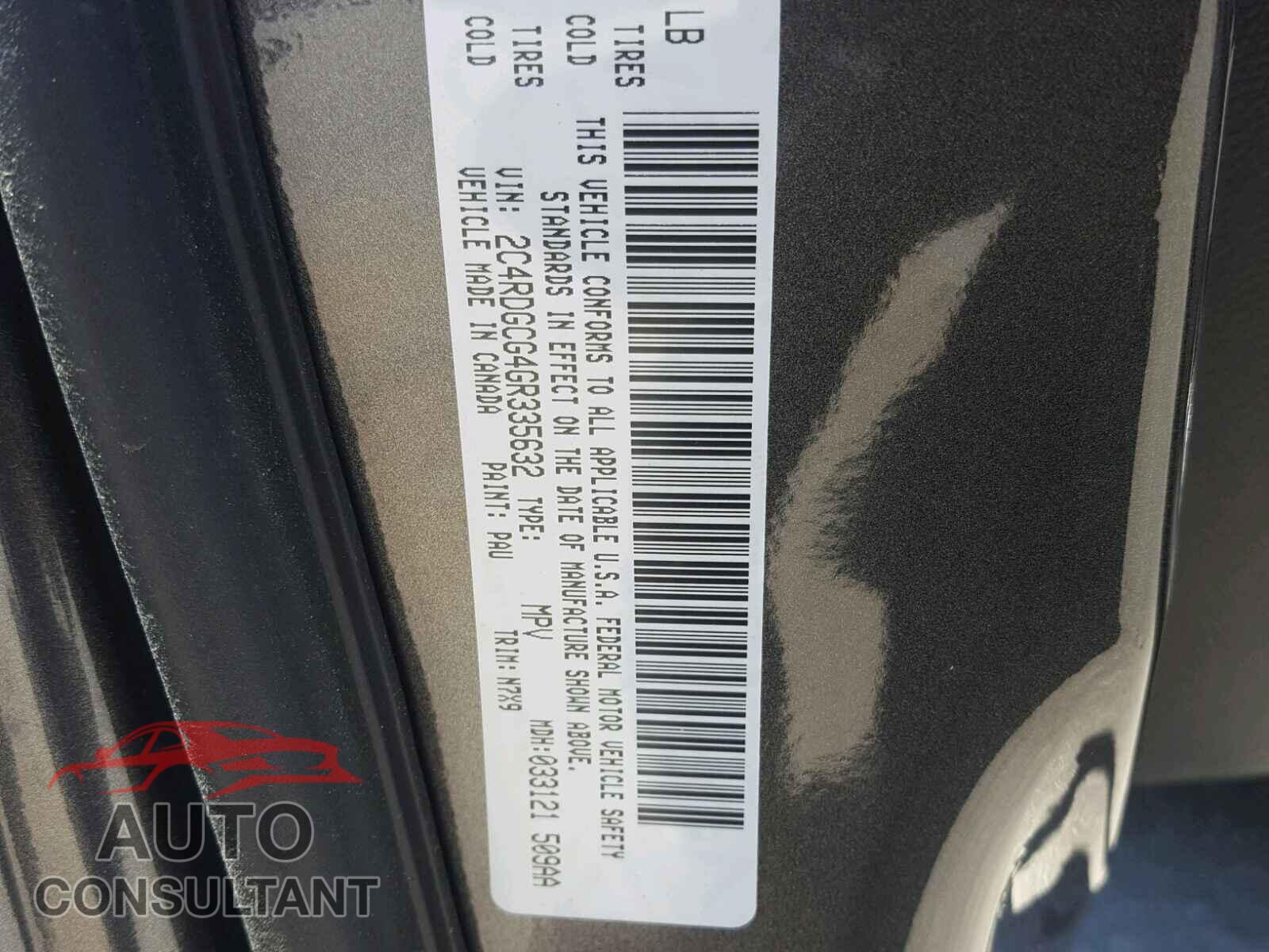 DODGE CARAVAN 2016 - 2C4RDGCG4GR335632