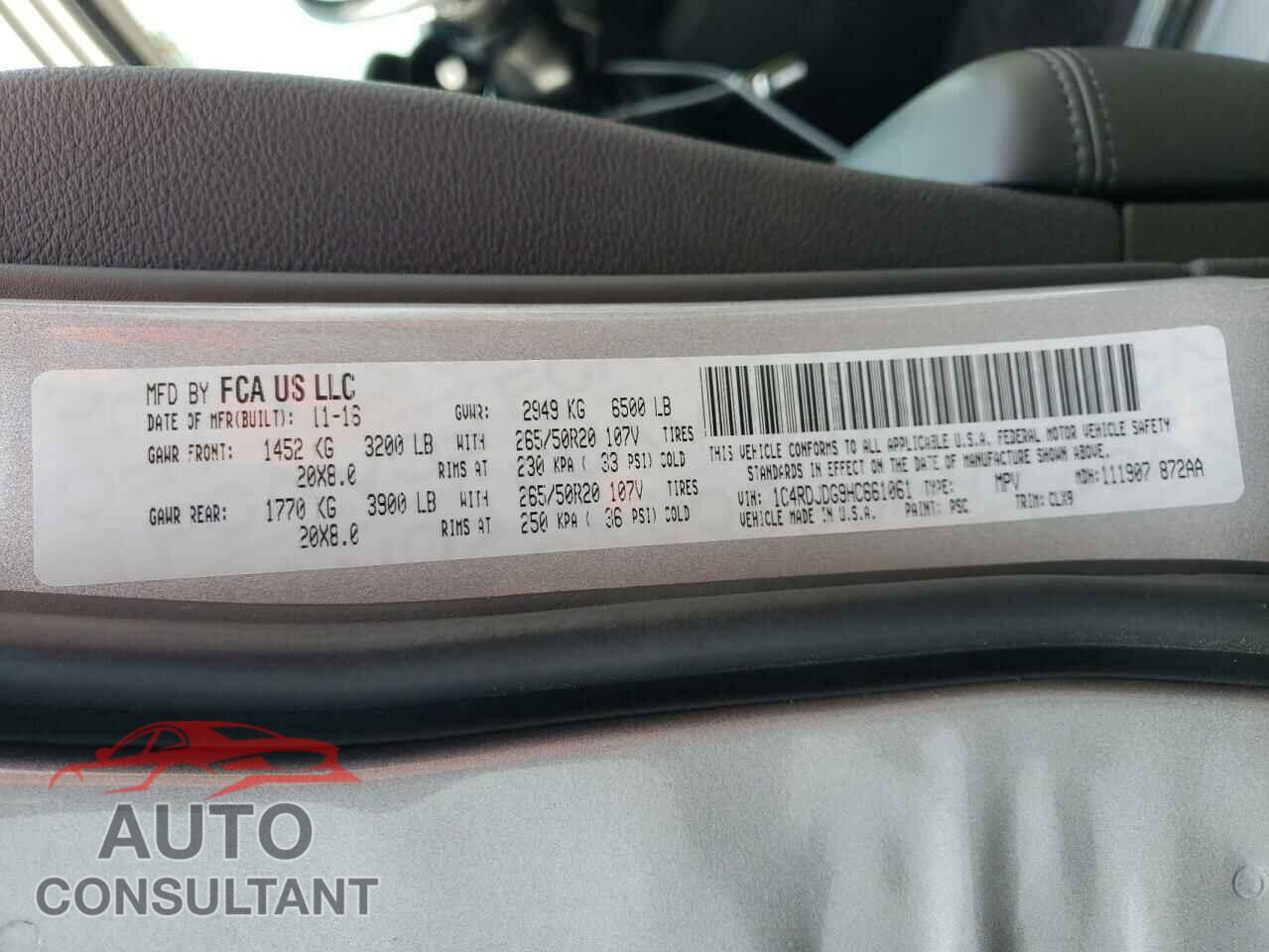 DODGE DURANGO 2017 - 1C4RDJDG9HC661061