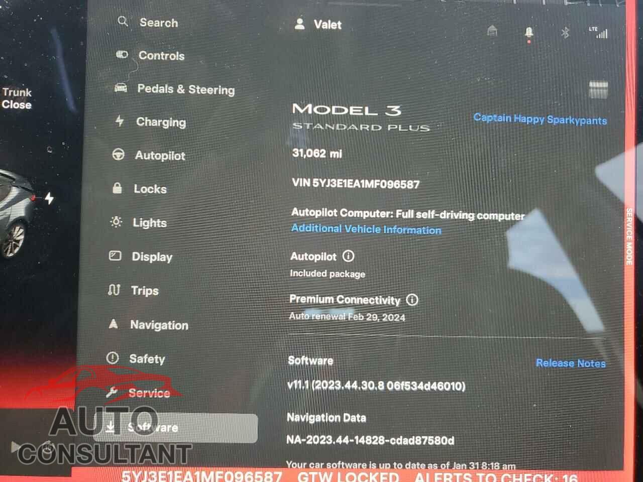 TESLA MODEL 3 2021 - 5YJ3E1EA1MF096587