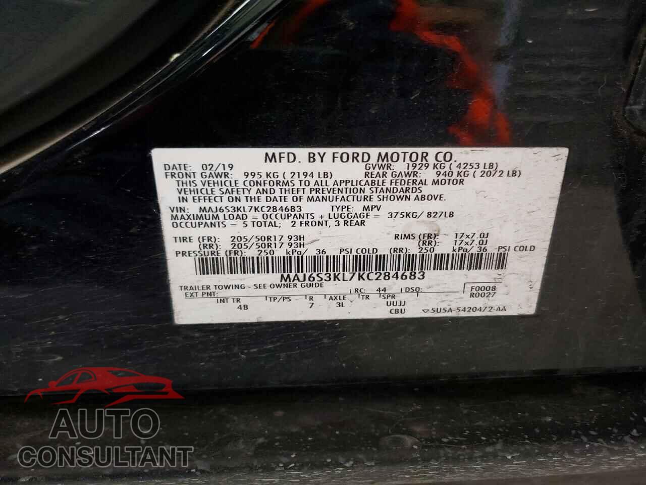 FORD ECOSPORT 2019 - MAJ6S3KL7KC284683