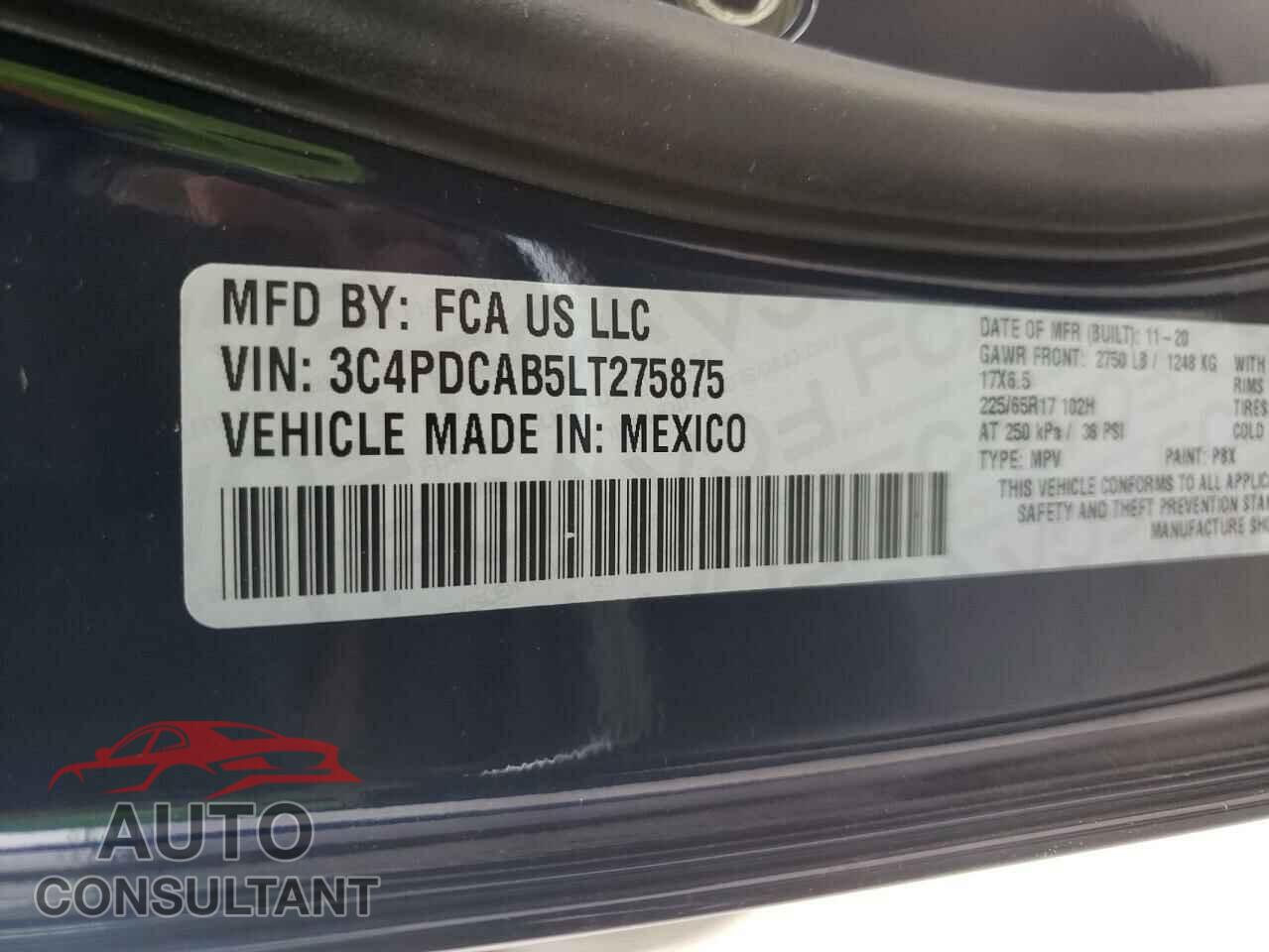 DODGE JOURNEY 2020 - 3C4PDCAB5LT275875