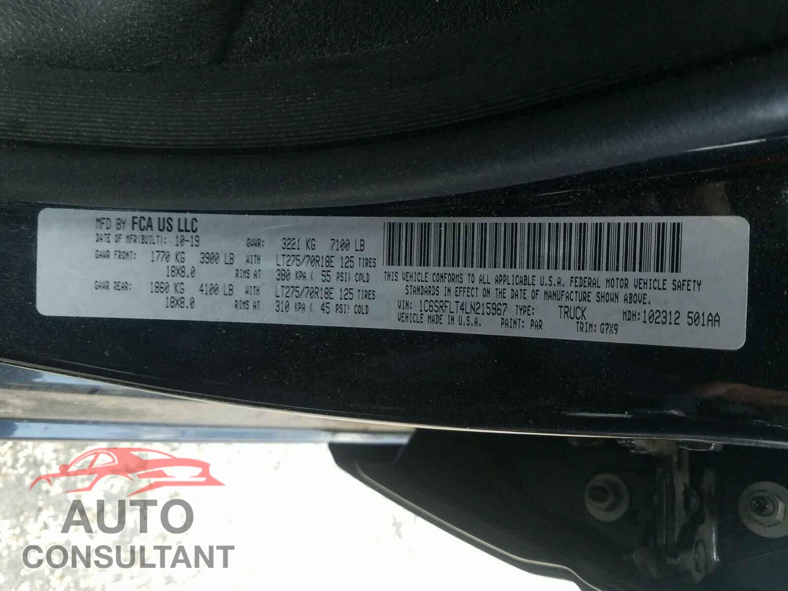 RAM 1500 2020 - 1C6SRFLT4LN215967