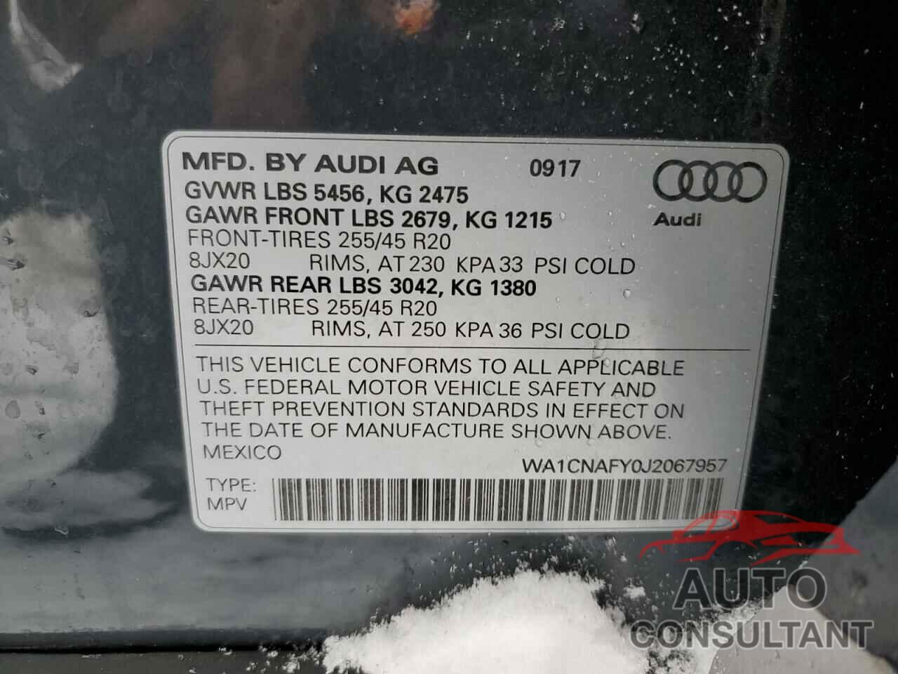 AUDI Q5 2018 - WA1CNAFY0J2067957