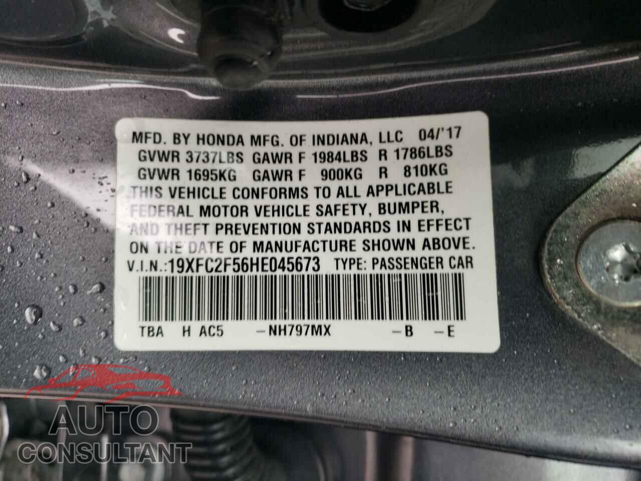 HONDA CIVIC 2017 - 19XFC2F56HE045673
