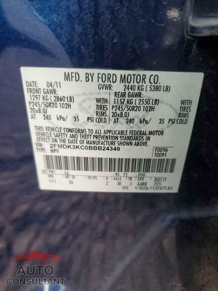 FORD EDGE 2011 - 2FMDK3KC0BBB24349