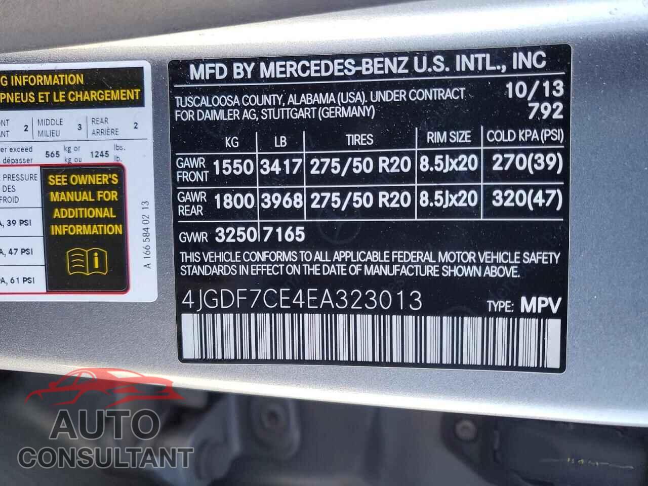 MERCEDES-BENZ GL-CLASS 2014 - 4JGDF7CE4EA323013