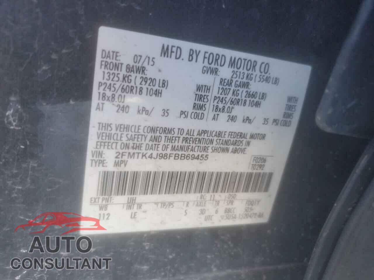 FORD EDGE 2015 - 2FMTK4J98FBB69455