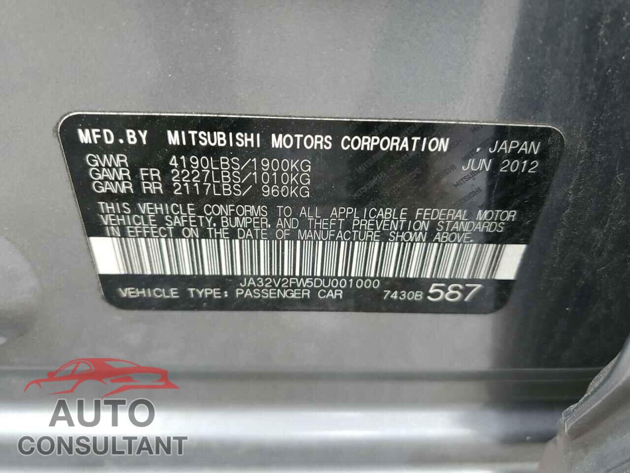 MITSUBISHI LANCER 2013 - JA32V2FW5DU001000