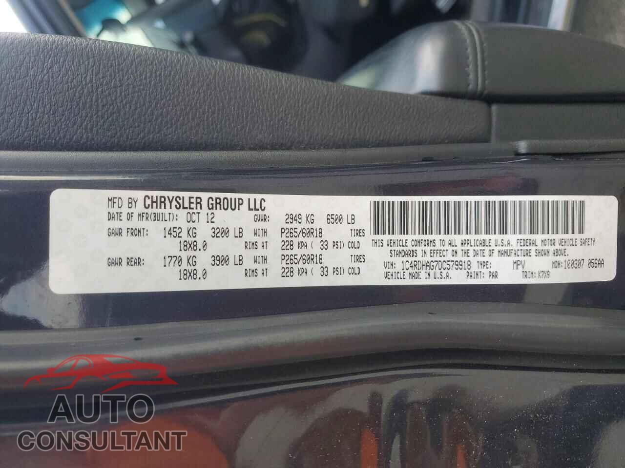 DODGE DURANGO 2013 - 1C4RDHAG7DC579918
