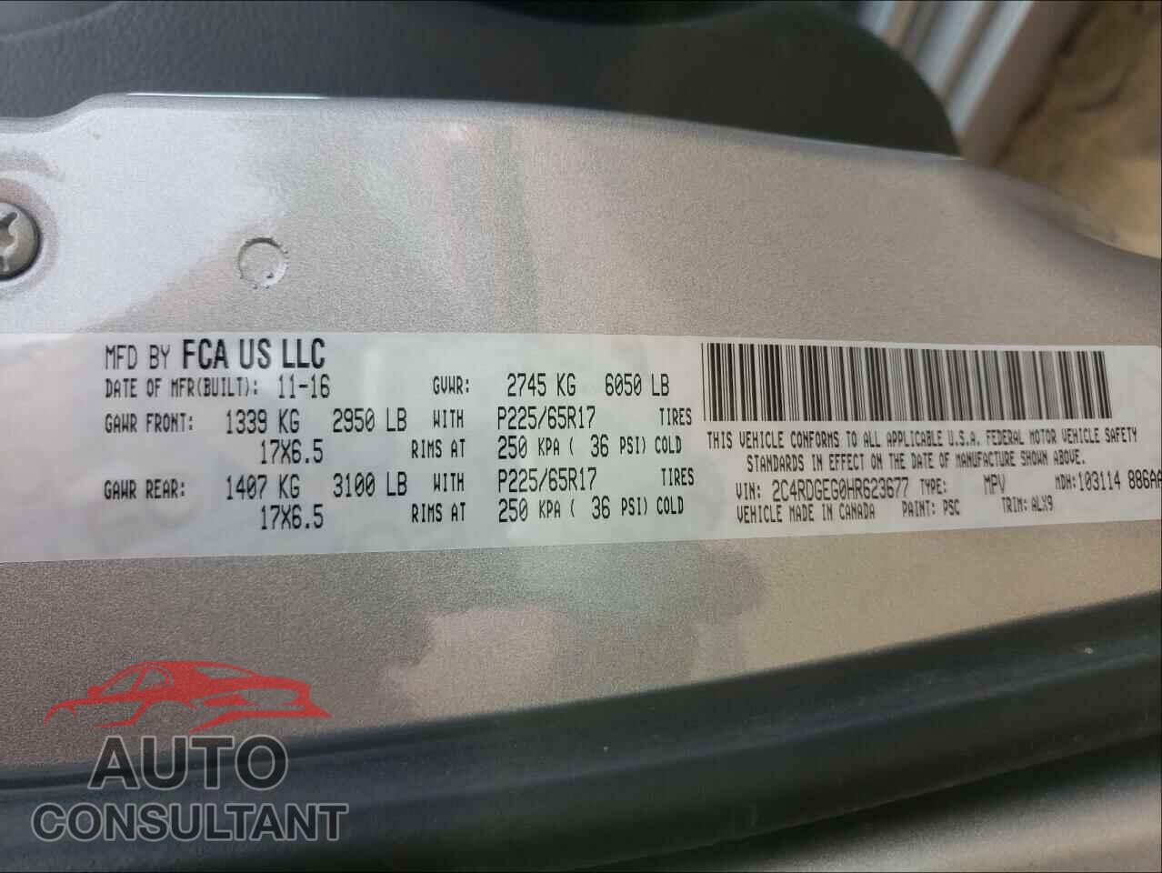 DODGE GRAND CARA 2017 - 2C4RDGEG0HR623677
