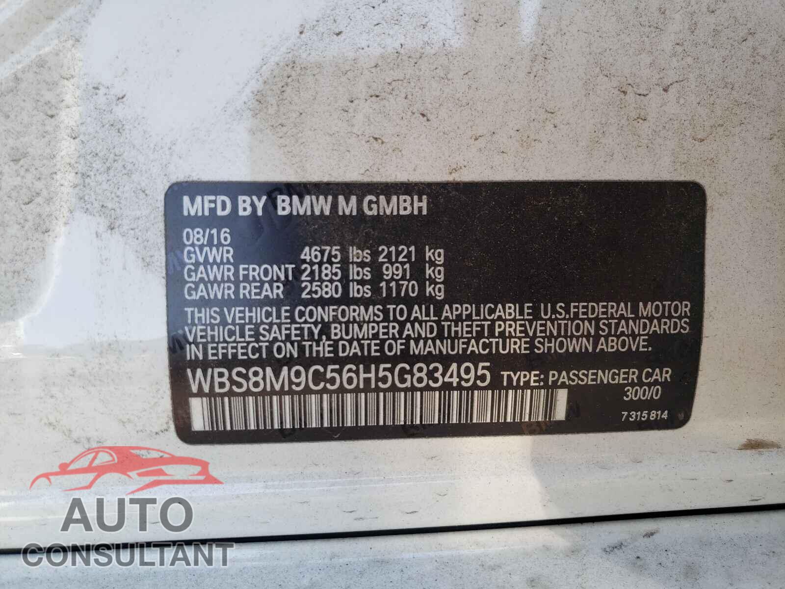 BMW M3 2017 - WBS8M9C56H5G83495