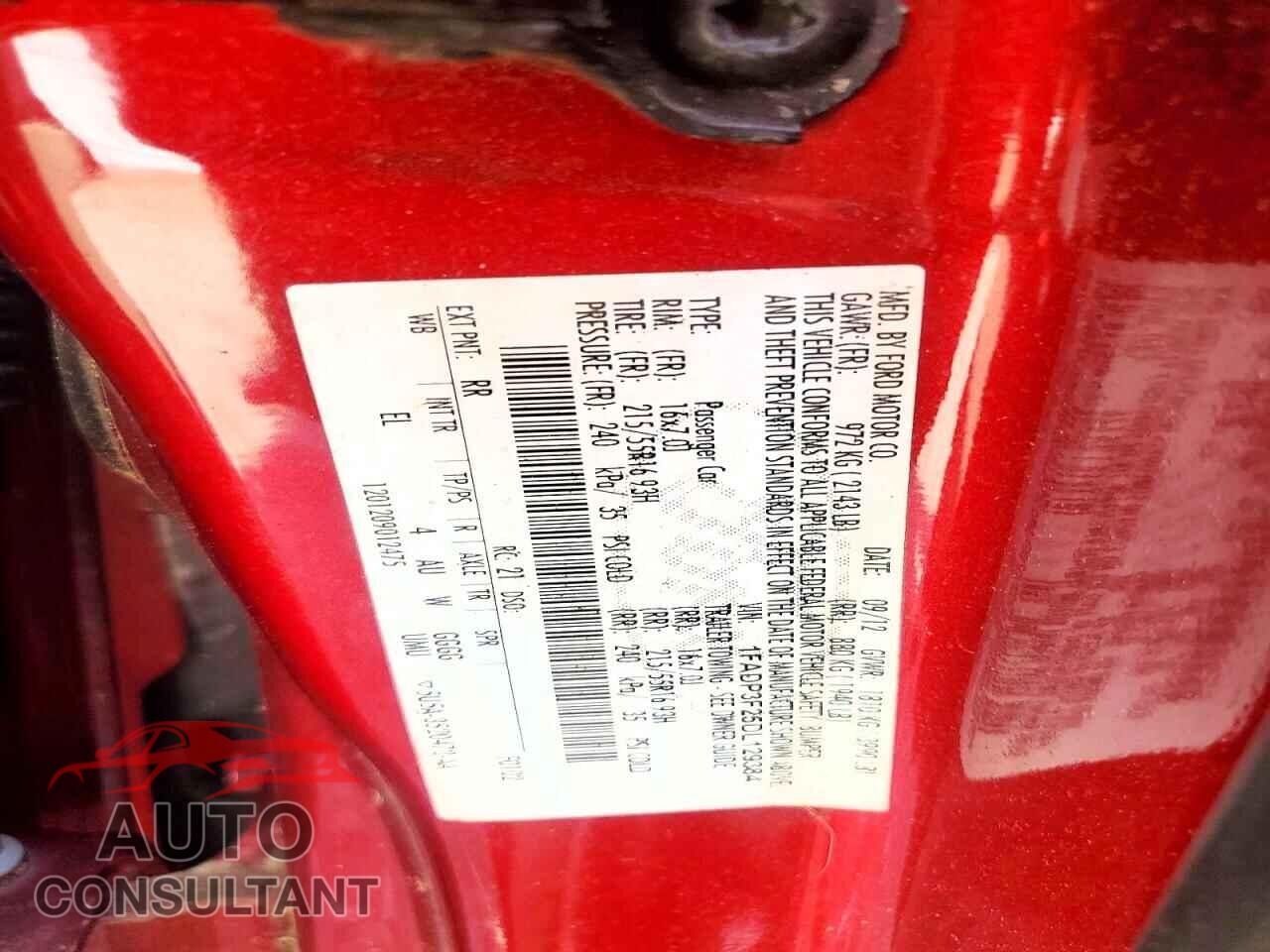 FORD FOCUS 2013 - 1FADP3F25DL129384